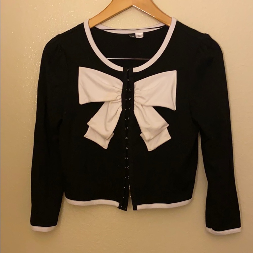 Black and white ribbon cardigan